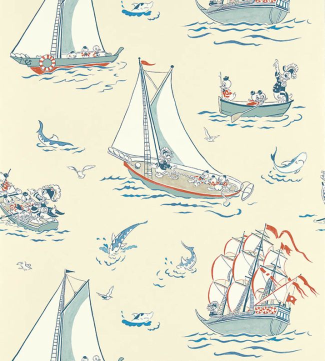 Donald Nautical Wallpaper in Sea Salt by Sanderson | Jane Clayton