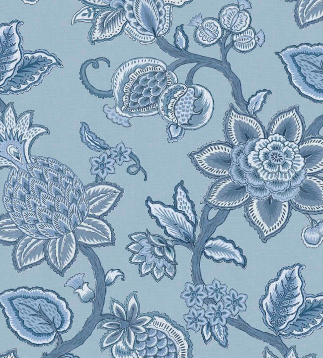 Doris Jacobean Wallpaper by Woodchip & Magnolia Blue on Blue