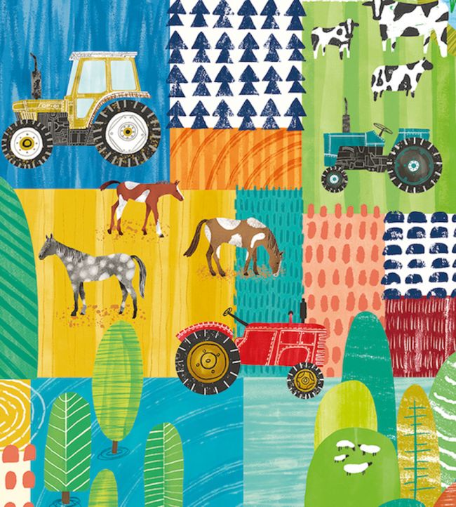 Down On The Farm Wallpaper by Ohpopsi Teal Twist