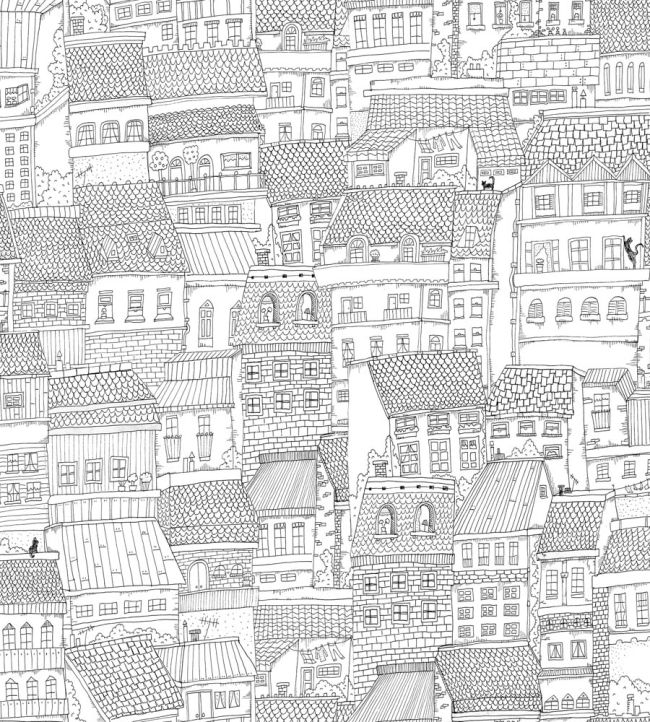 Dream Town Wallpaper by Rebel Walls Graphite