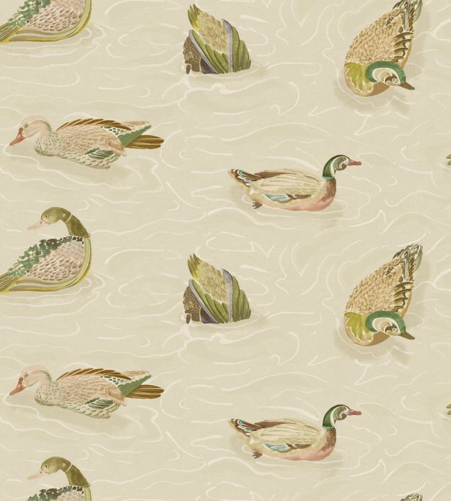 Duck Pond Wallpaper by Mulberry Home Emerald/Stone