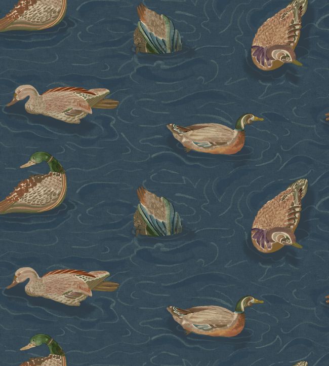 Duck Pond Wallpaper by Mulberry Home Indigo