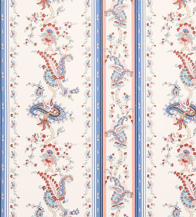 Elena Paisley Stripe Wallpaper by Schumacher Blue