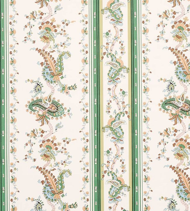 Elena Paisley Stripe Wallpaper by Schumacher Green