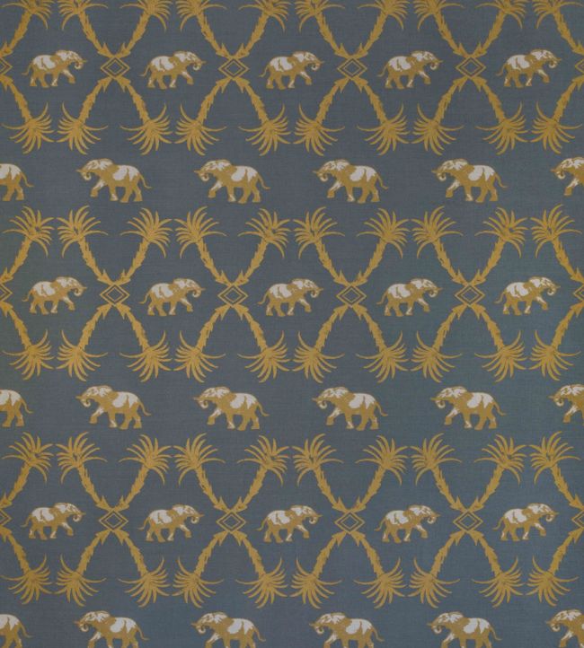 Elephant Palm Fabric by Barneby Gates Gunmetal / Gold