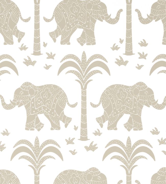 Elephant Wallpaper by Thibaut Beige