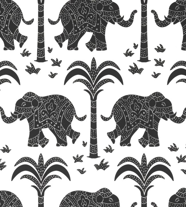 Elephant Wallpaper by Thibaut Black