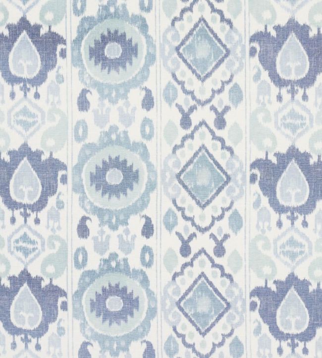 Elizia Ikat Fabric by Schumacher Mineral And Indigo