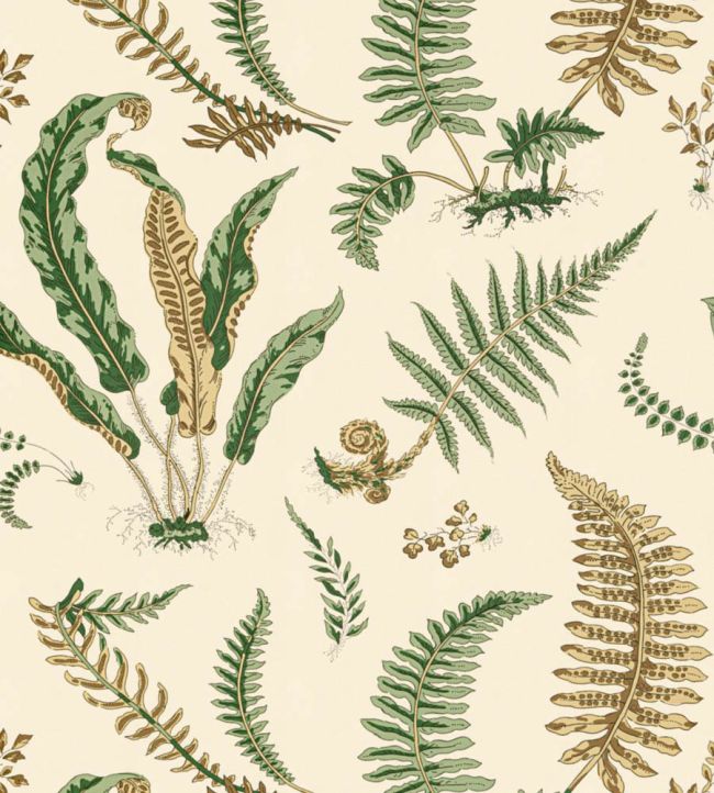 Elsie De Wolfe Wallpaper by Scalamandre Greens On Off-White