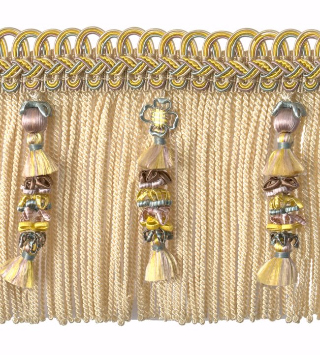 Embellished Bullion Fringe 130mm Trimming by Houles Jaune Celeste