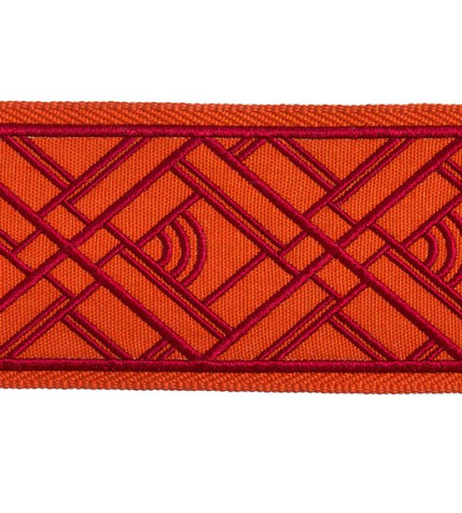 Cross Embroidered Braid 75mm Trimming by Houles Acajou