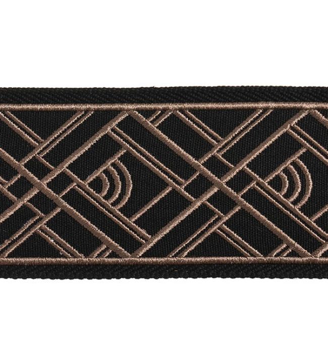 Cross Embroidered Braid 75mm Trimming by Houles Ebene