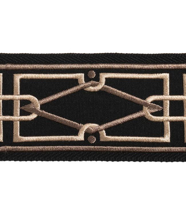 Diamond Embroidered Braid 75mm Trimming by Houles Ebene