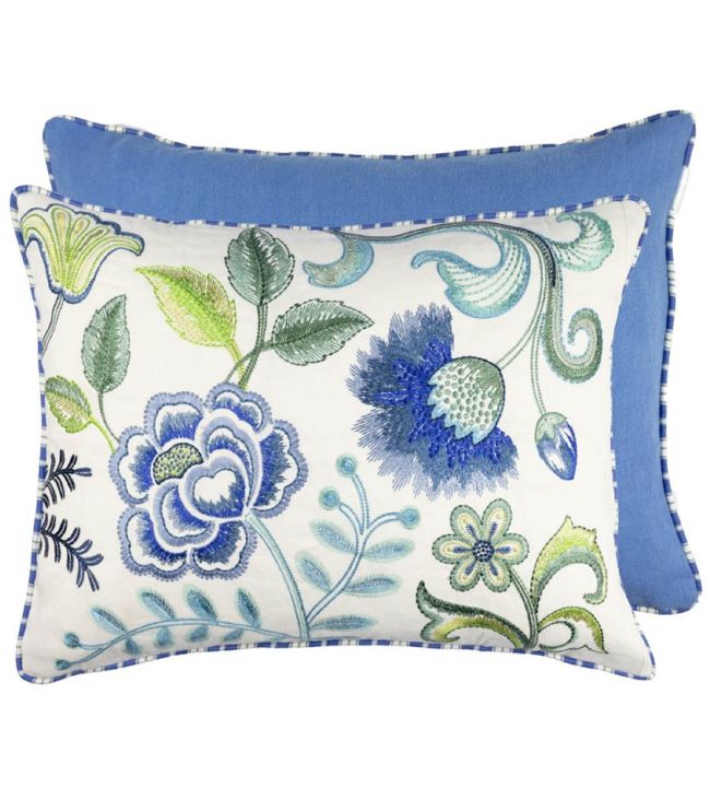 Embroidered Osier Damasse Cushion 45 x 60cm by Designers Guild Cobalt