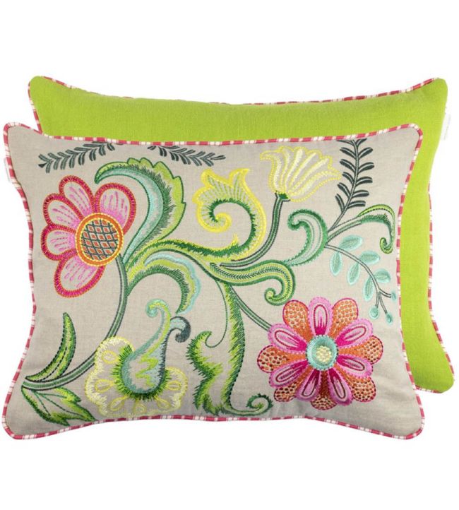 Embroidered Osier Damasse Cushion 45 x 60cm by Designers Guild Fuchsia