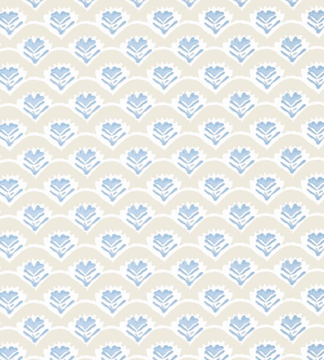 Emily Wallpaper by Thibaut Beige and Blue