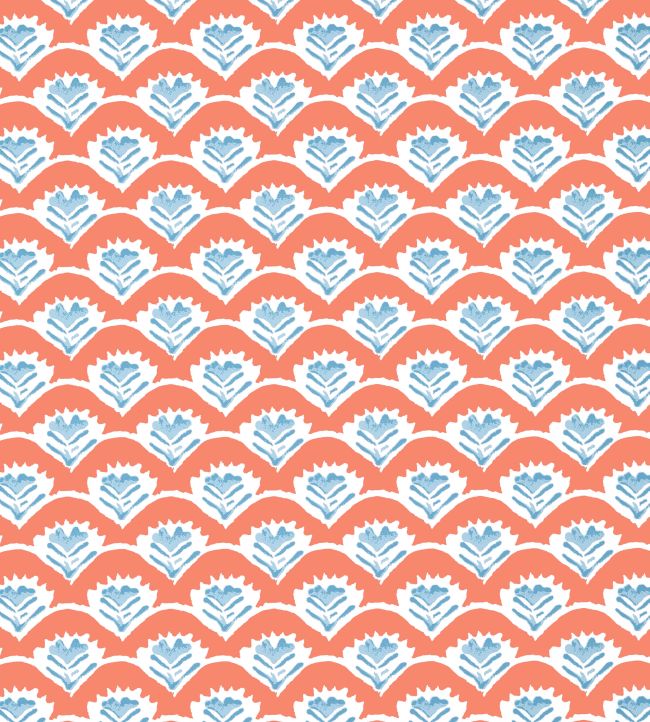 Emily Wallpaper by Thibaut Coral and Blue