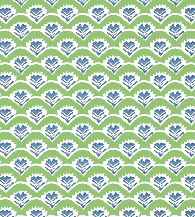 Emily Wallpaper by Thibaut Green and Blue