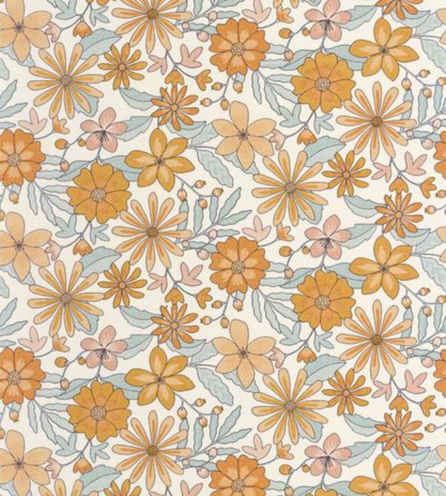 Emy Wallpaper by Caselio Orange Bleu