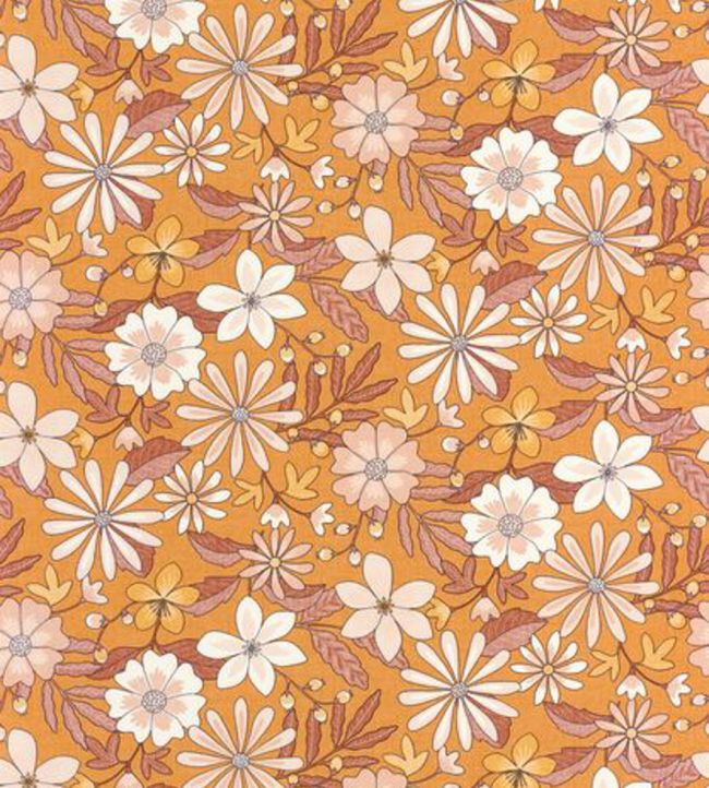 Emy Wallpaper by Caselio Orange Rose