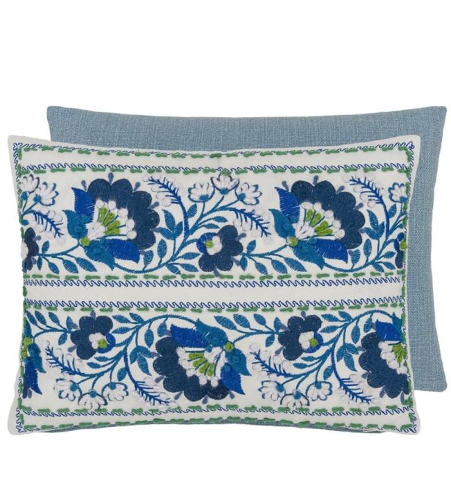 Enamel Flower Cushion 40 x 30cm by Designers Guild Indigo