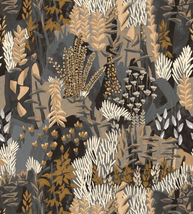 Erica Wallpaper by Casamance Anthracite/Sable