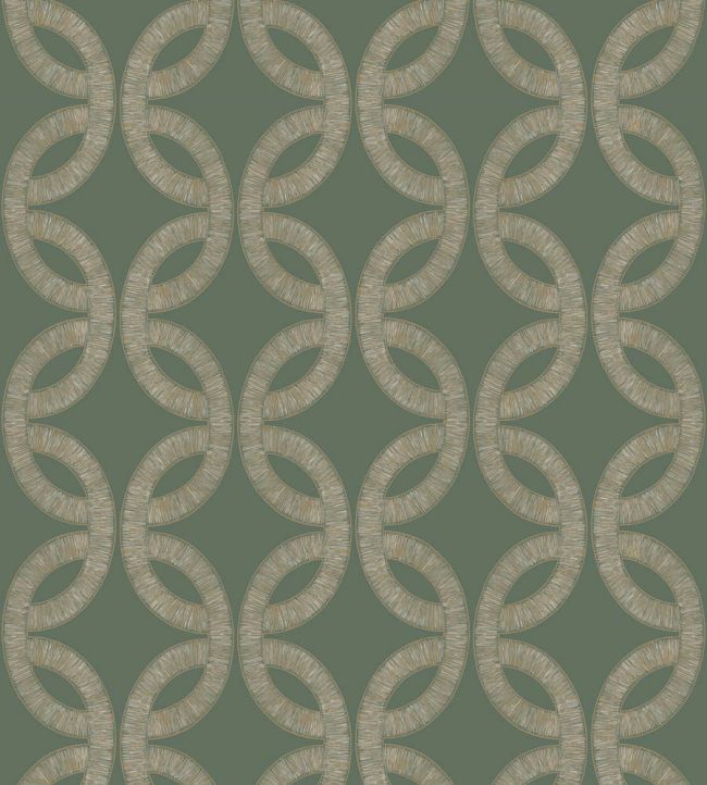 Etienne Wallpaper by Casamance Vert de gris/dore