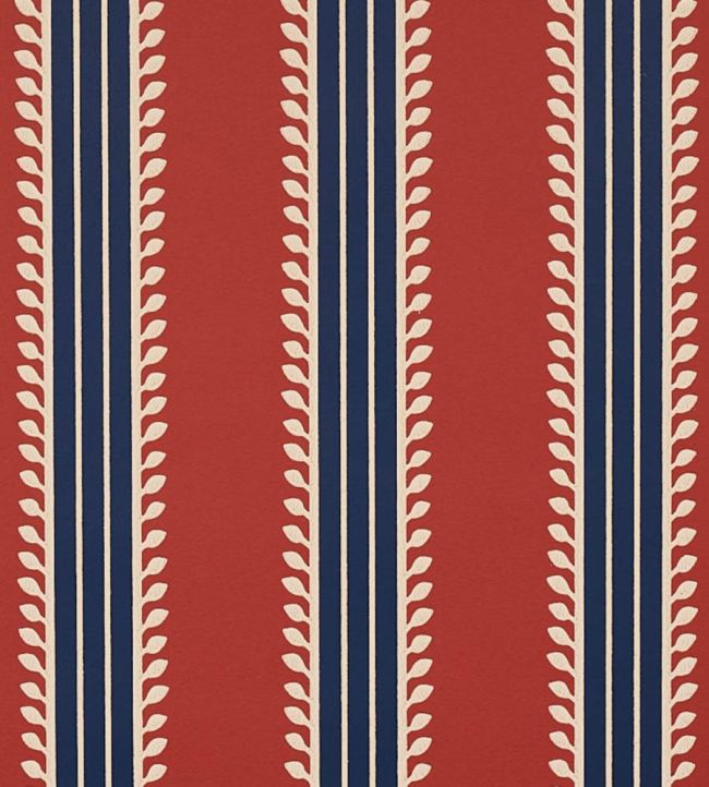 Etruscan Stripe Wallpaper by Schumacher Red & Blue