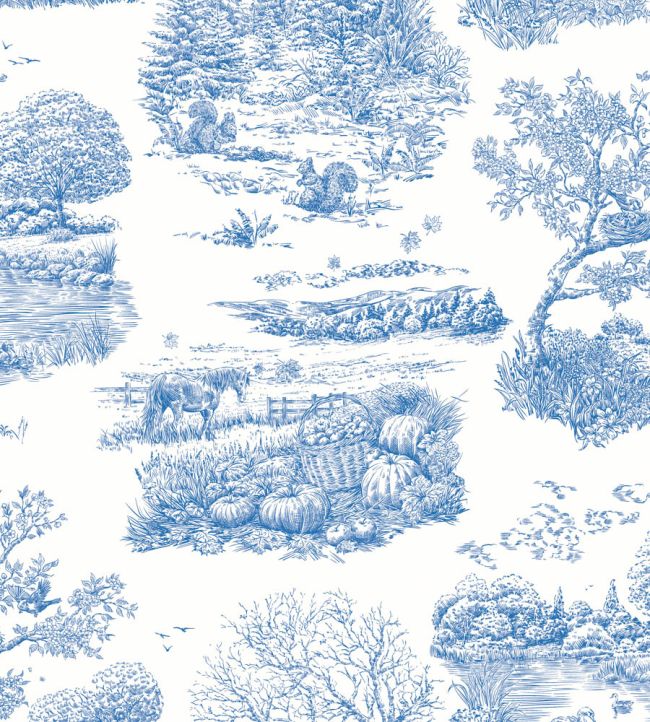 Eve Toile Wallpaper by Ohpopsi Cobalt