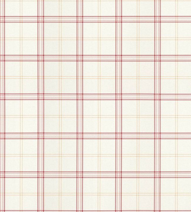 Ezra Plaid Wallpaper by Scalamandre Strawberry