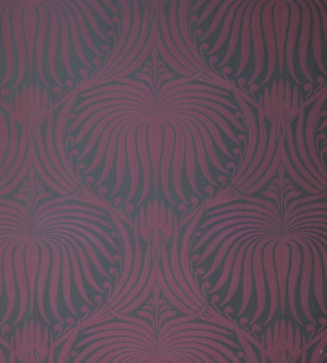 Lotus Wallpaper by Farrow & Ball Brinjal/Off Black