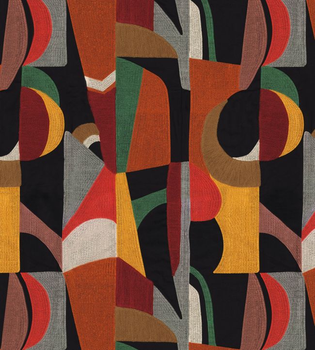 Fascination Fabric by Casamance Bordeaux / Tangerine