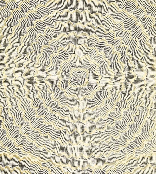 Feather Bloom Sisal Wallpaper by Schumacher Onyx & Gold
