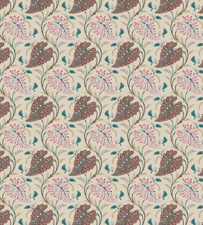 Felbrigg Fabric by Nina Campbell Linen/Teal/Choco