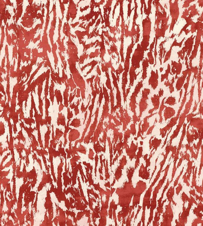 Feline Fabric by Schumacher Alizarin