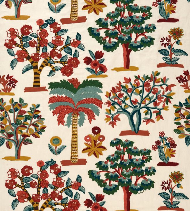 Fener Grove Fabric by Nina Campbell Green/Coral/Gold