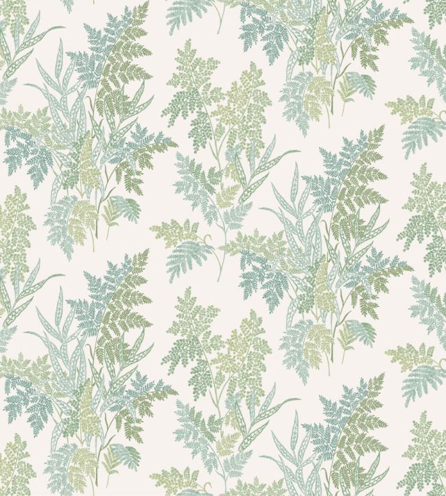 Fern Craze Fabric by Nina Campbell Aqua/Eucalyptus