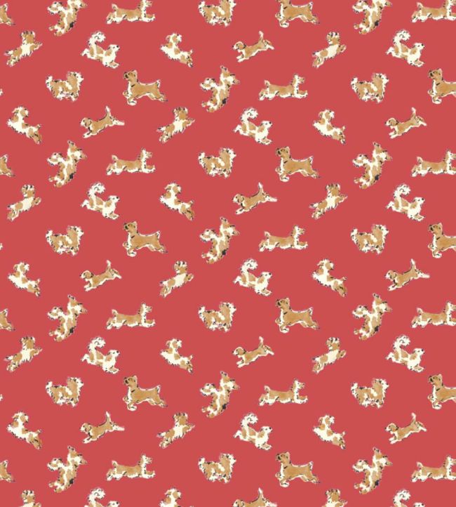 Fete De Chien Wallpaper by Scalamandre Chili Pepper And Tawny