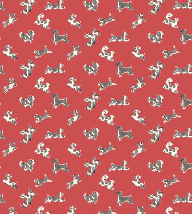 Fete De Chien Wallpaper by Scalamandre Red Pepper And Charcoal