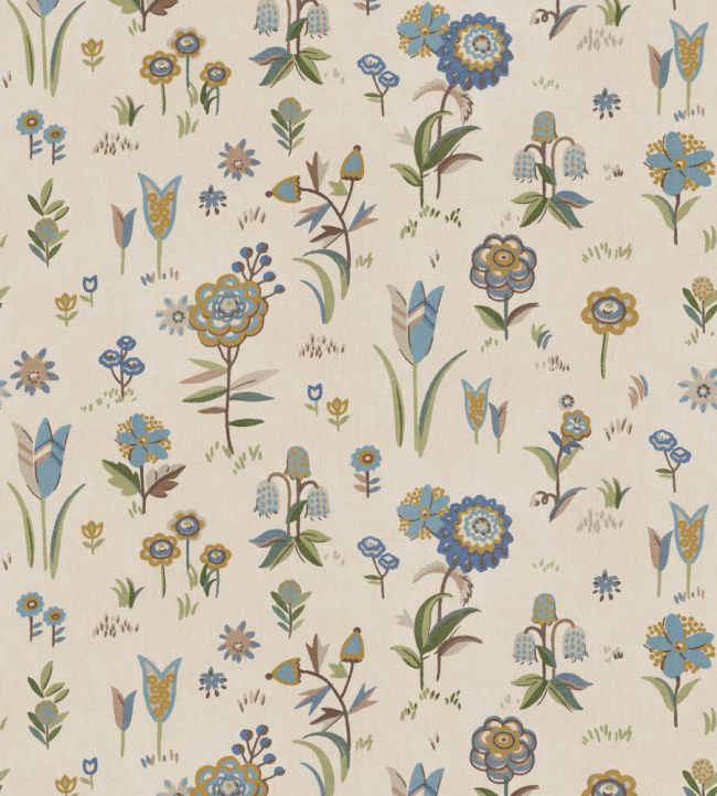 Firle Meadow Wallpaper by Mulberry Home Blue