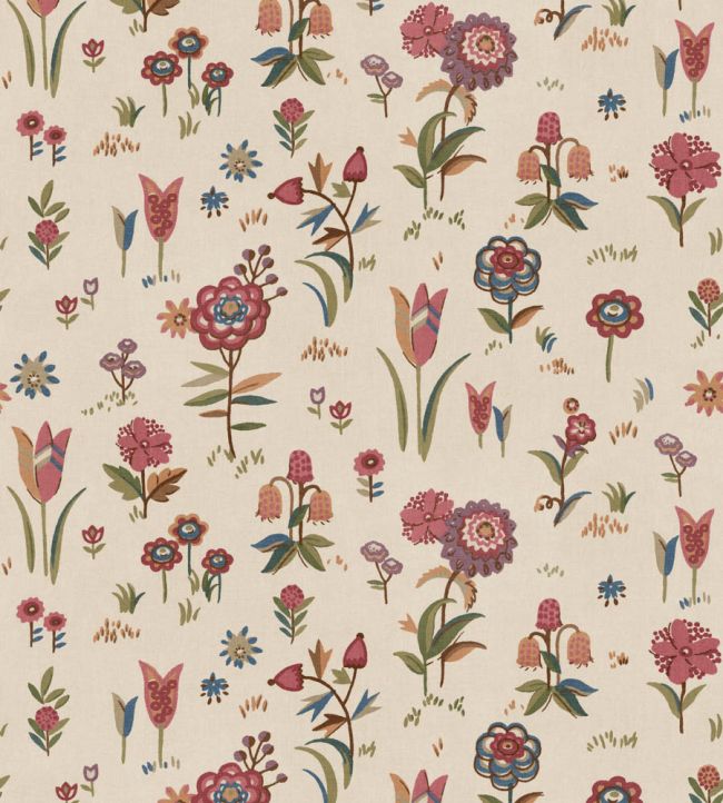 Firle Meadow Wallpaper by Mulberry Home Red/Green