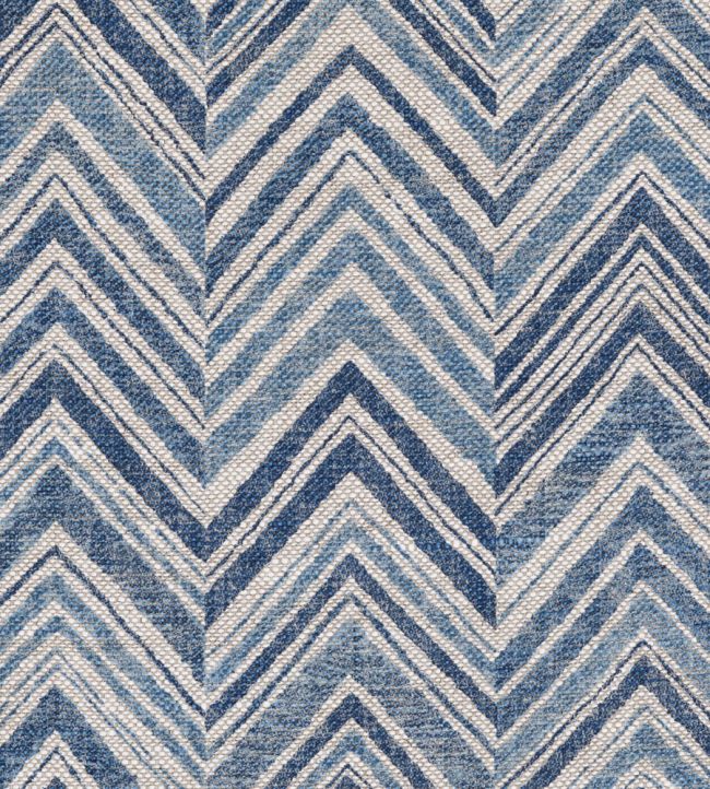 Flame Stitch Fabric by Fermoie Blue