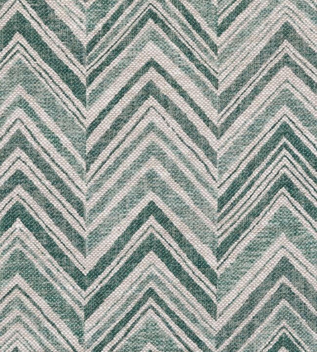 Flame Stitch Fabric by Fermoie Seafoam