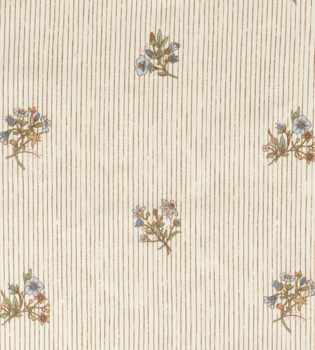Flax & Field Posy Pinstripe Fabric by Volga Linen Multi/Oyster