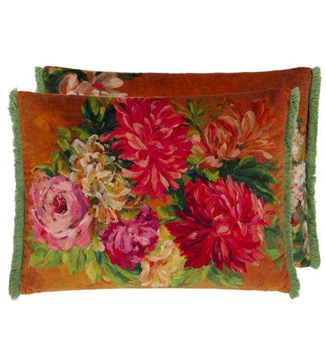 Fleurs D Artistes Velours Cushion 45 x 60cm by Designers Guild Terracotta