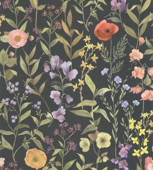 Fleurs Des Champs Wallpaper by Casadeco Noir Fusain