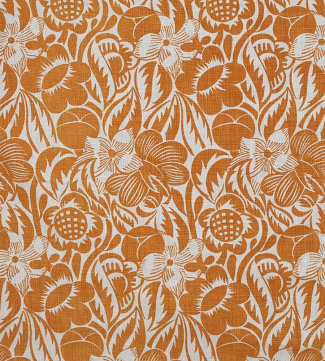Fleurs Etoilees Fabric by Christopher Farr Cloth Orange