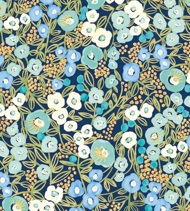 Flora Ditsy Wallpaper by Ohpopsi Cerulean