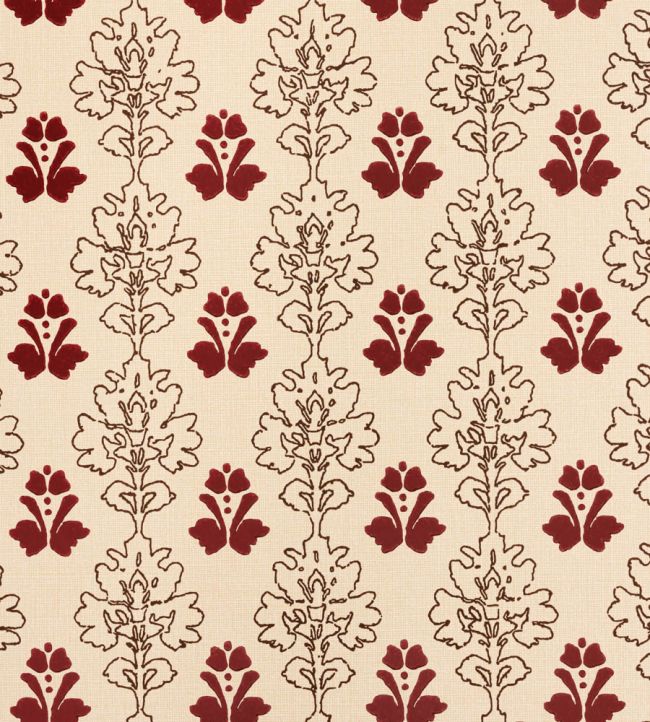 Floral Block Wallpaper by Barneby Gates Chocolate/Red
