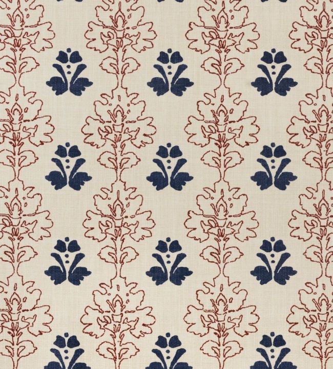 Floral Block Fabric by Barneby Gates Red/Navy